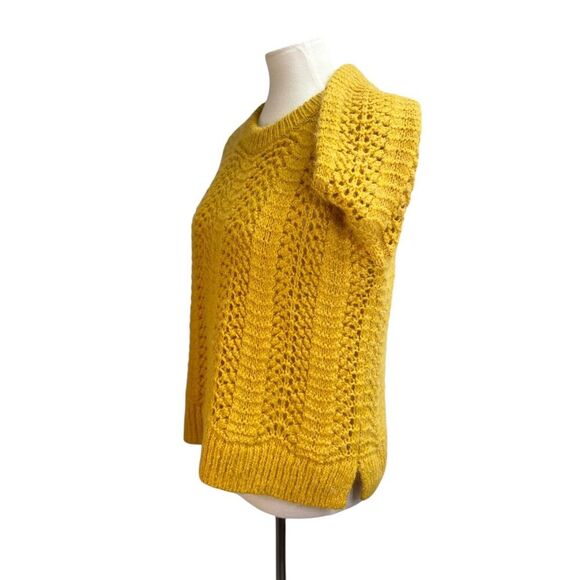 Madewell Windemere Pointelle Pullover Sweater. Alpaca wool blend yellow golden - Picture 6 of 16